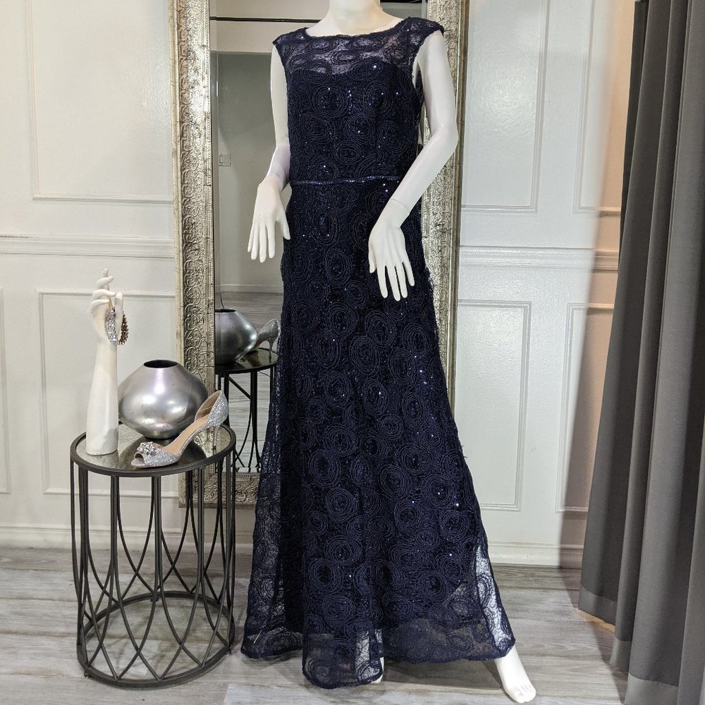 Navy Blue Formal Evening Dress Gown
